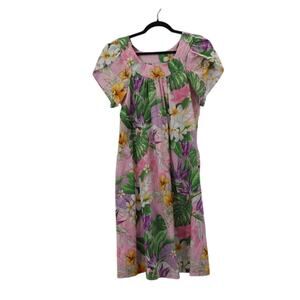 Vintage Hawaiian Flavor Pink Mumu Dress Size Large